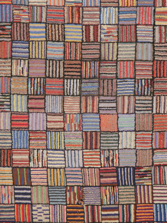 Vintage American Hooked Square Room Size Carpet, No.21764 - Staging