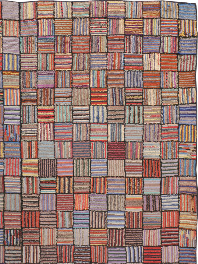 Vintage American Hooked Square Room Size Carpet, No.21764 - Staging