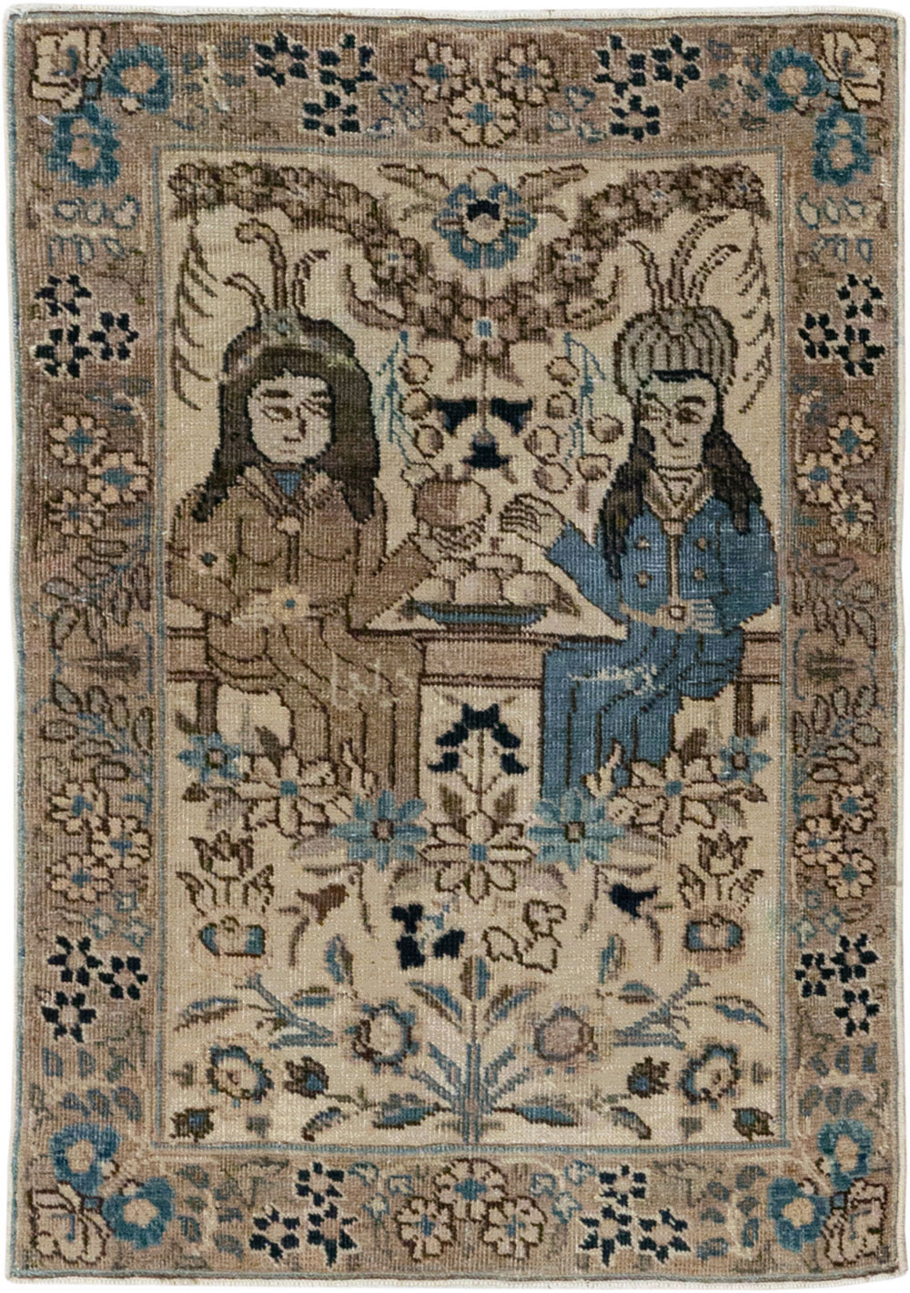 Antique Persian Tabriz Pictorial Rug (Pair: 1 of 2), No.21769 - Staging