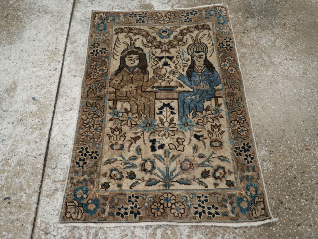Antique Persian Tabriz Pictorial Rug (Pair: 1 of 2), No.21769 - Staging