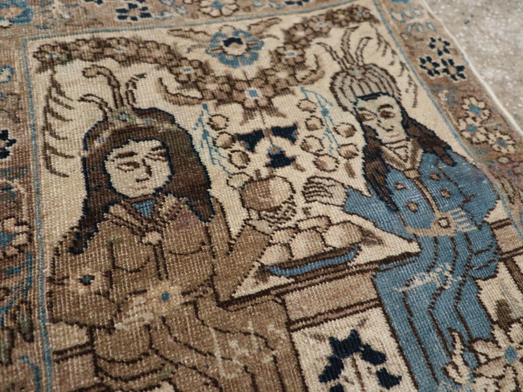 Antique Persian Tabriz Pictorial Rug (Pair: 1 of 2), No.21769 - Staging