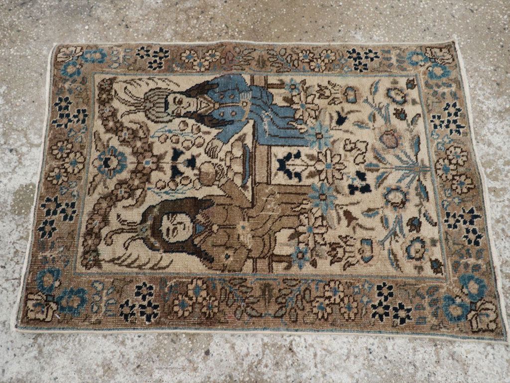 Antique Persian Tabriz Pictorial Rug (Pair: 1 of 2), No.21769 - Staging
