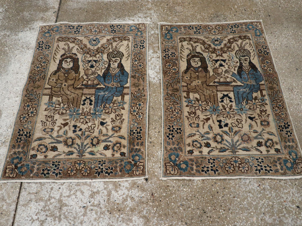 Antique Persian Tabriz Pictorial Rug (Pair: 1 of 2), No.21769 - Staging