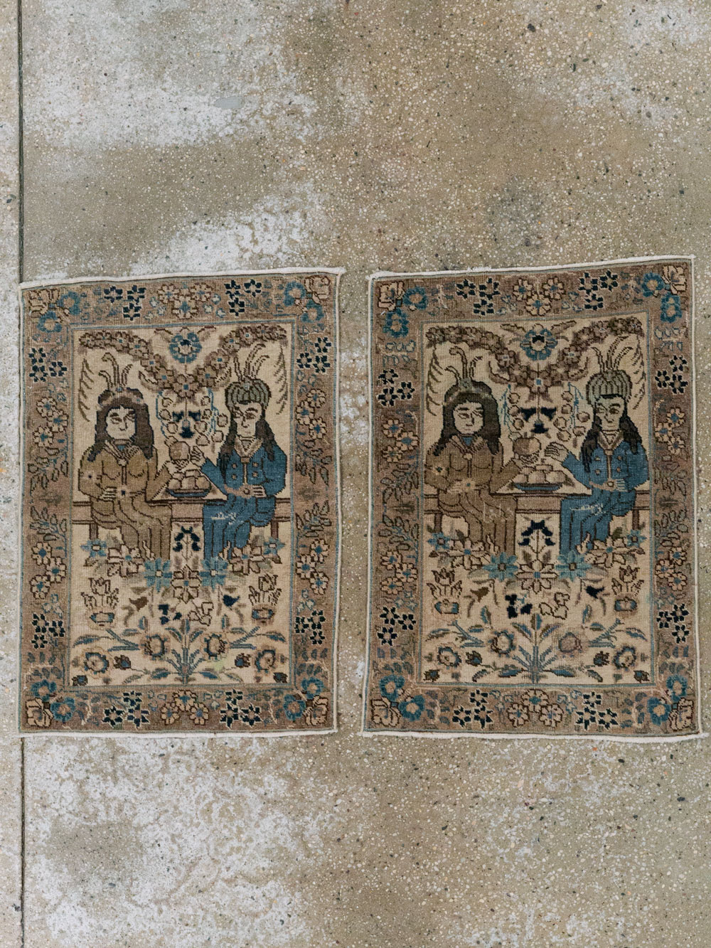 Antique Persian Tabriz Pictorial Rug (Pair: 1 of 2), No.21769 - Staging