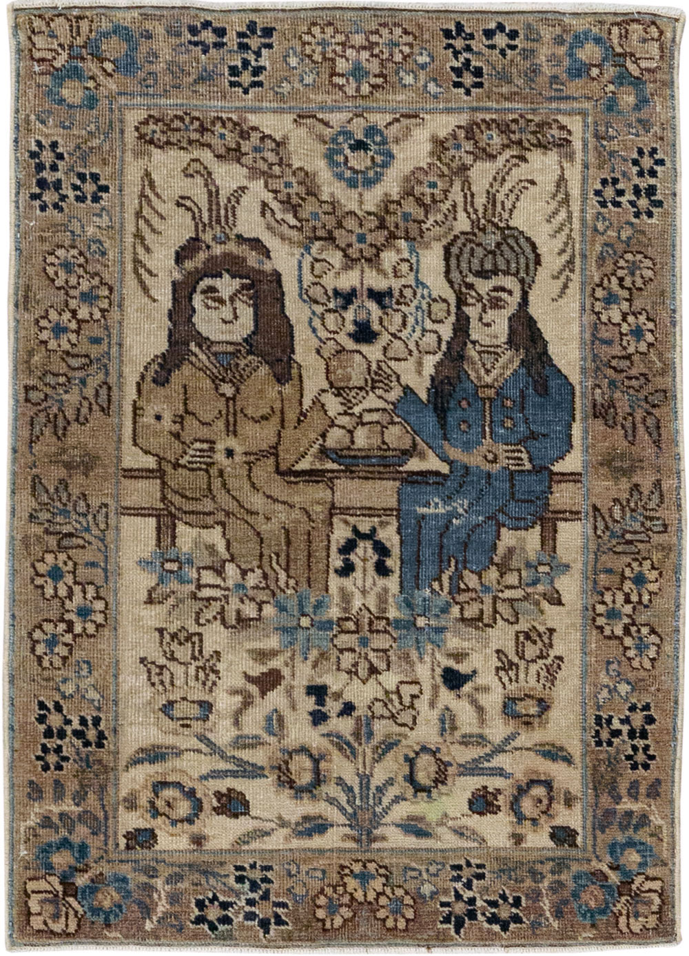 Antique Persian Tabriz Pictorial Rug (Pair: 2 of 2), No.21770 - Staging