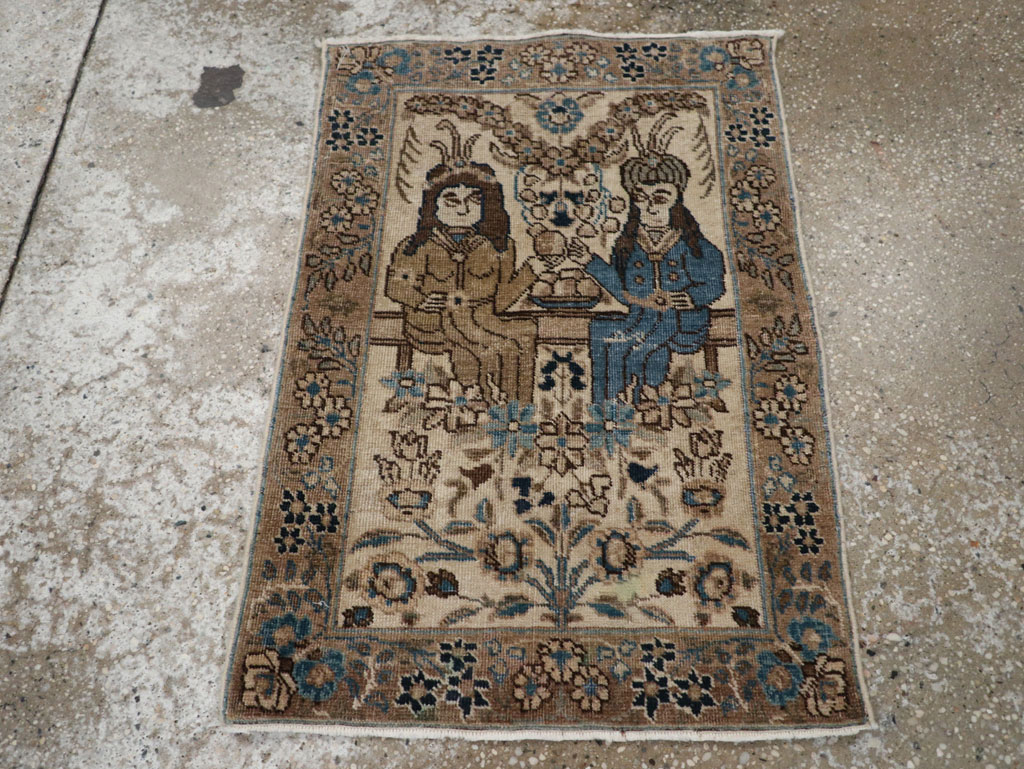 Antique Persian Tabriz Pictorial Rug (Pair: 2 of 2), No.21770 - Staging