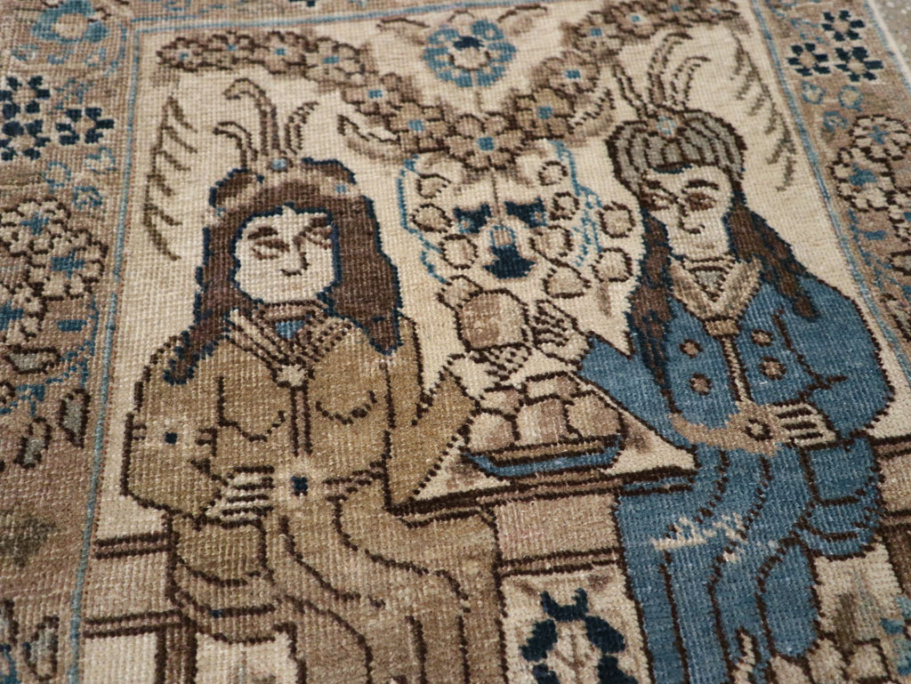 Antique Persian Tabriz Pictorial Rug (Pair: 2 of 2), No.21770 - Staging