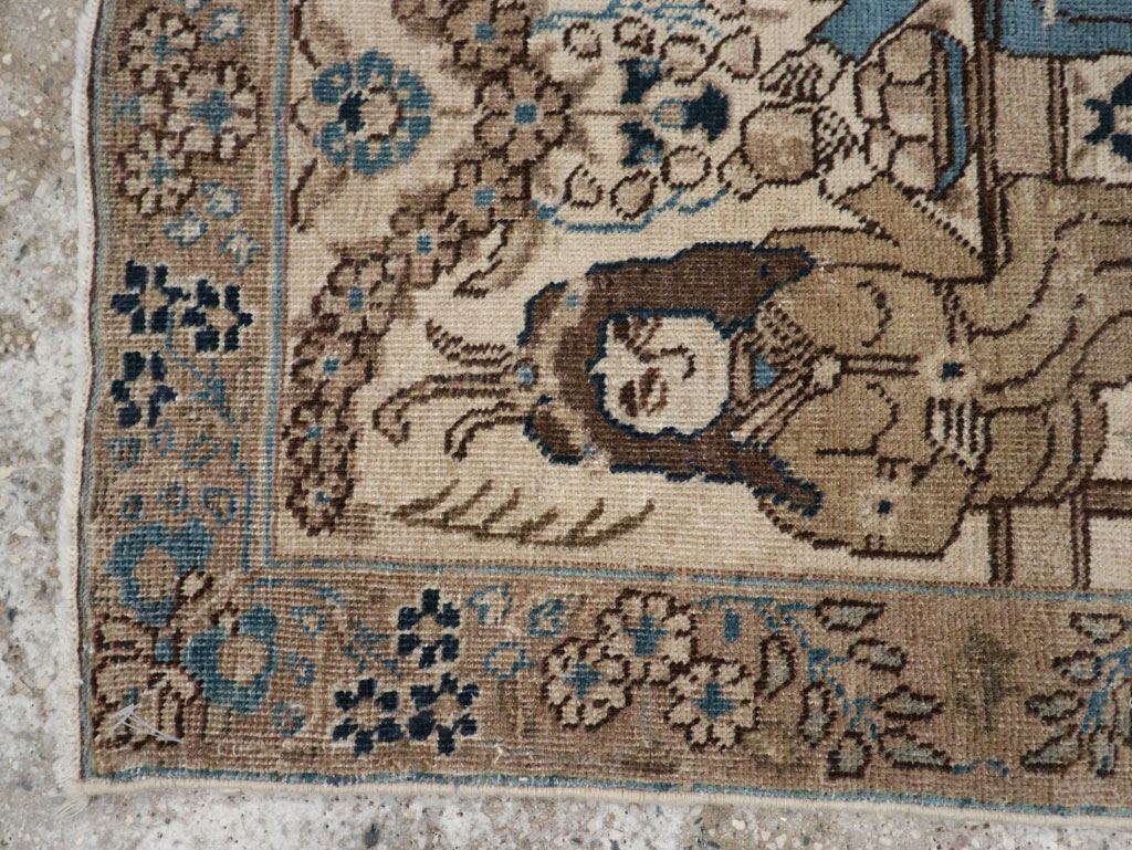 Antique Persian Tabriz Pictorial Rug (Pair: 2 of 2), No.21770 - Staging