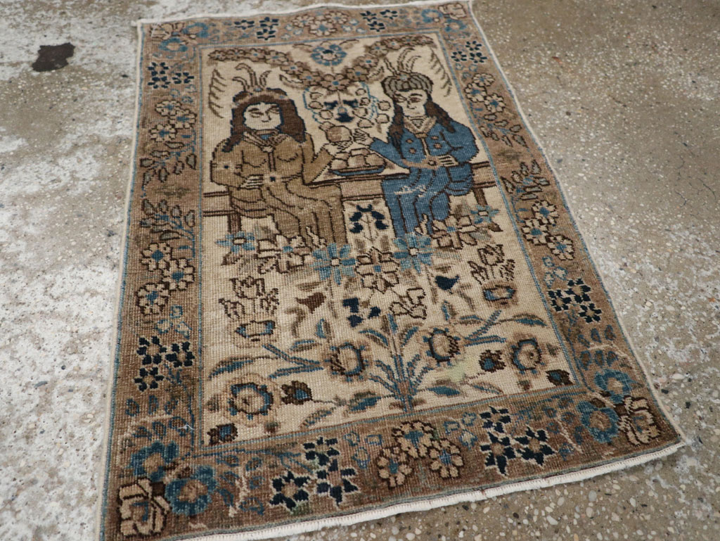 Antique Persian Tabriz Pictorial Rug (Pair: 2 of 2), No.21770 - Staging