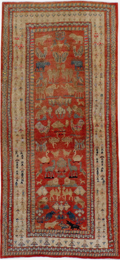 Vintage Persian Malayer Pictorial Rug, No.21816 - Staging