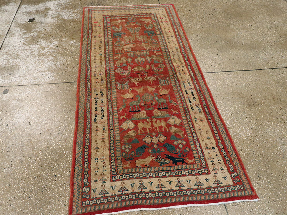 Vintage Persian Malayer Pictorial Rug, No.21816 - Staging