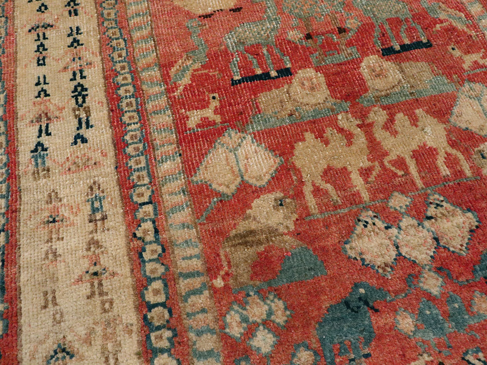 Vintage Persian Malayer Pictorial Rug, No.21816 - Staging