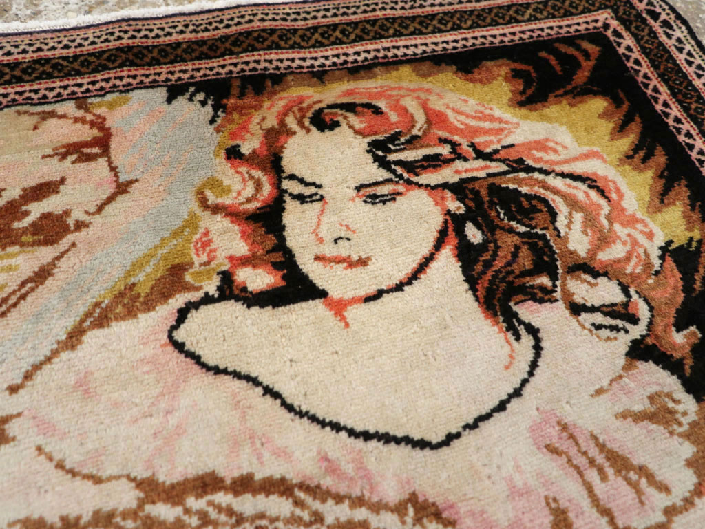 Vintage Persian Baluch Pictorial Throw Rug (Pair: 1 of 2), No.21818 - Staging