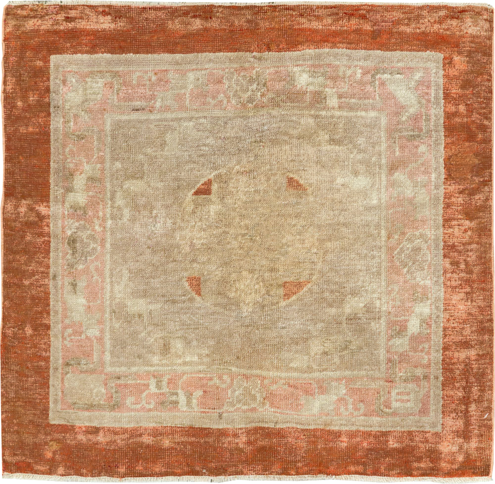Vintage east Turkestan Khotan Square Rug, No.21843 - Staging