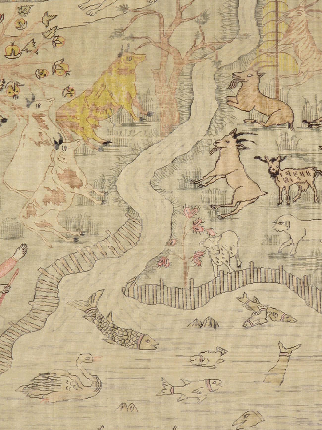 Antique Turkish Kayseri Pictorial Rug, No.21897 - Staging