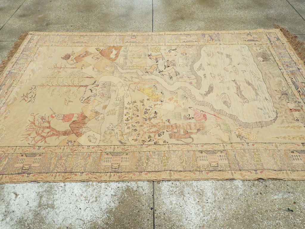 Antique Turkish Kayseri Pictorial Rug, No.21897 - Staging