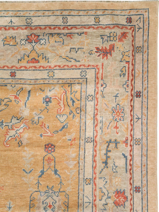 Antique Turkish Oushak Room Size Carpet, No.21915 - Staging