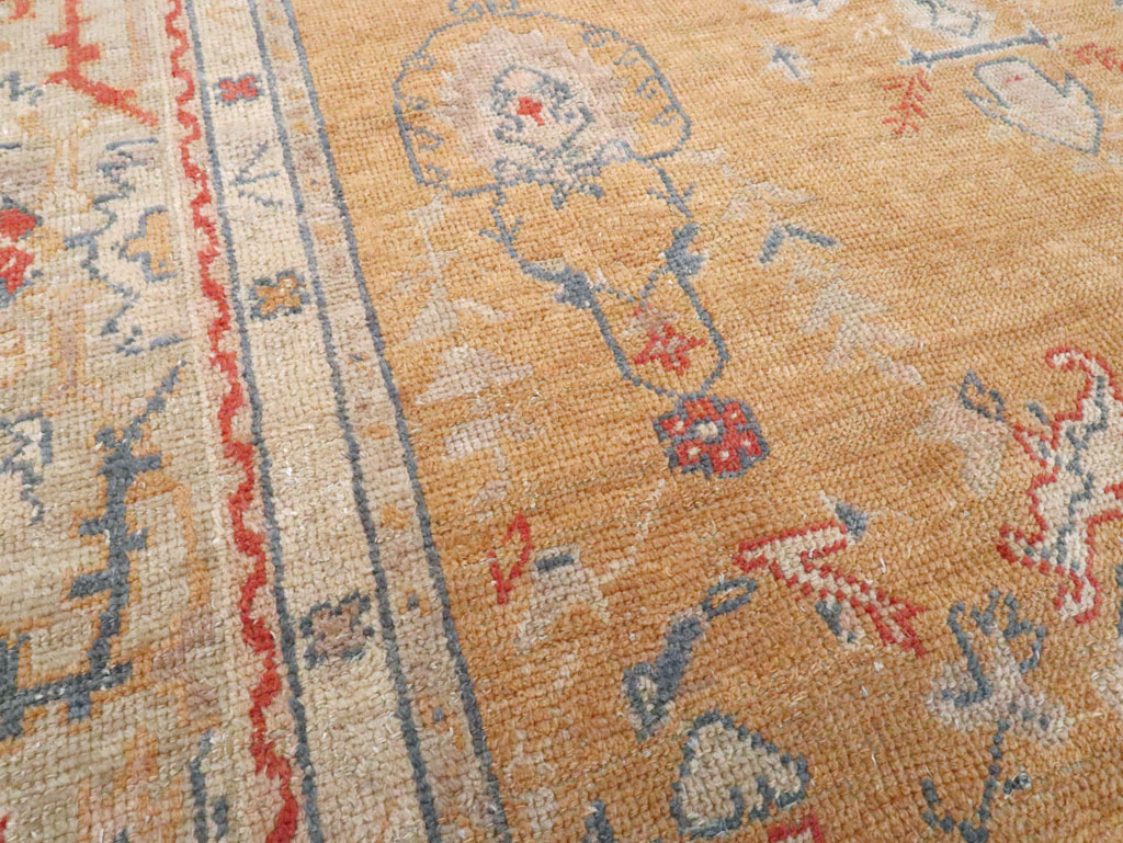 Antique Turkish Oushak Room Size Carpet, No.21915 - Staging