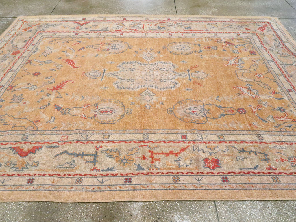 Antique Turkish Oushak Room Size Carpet, No.21915 - Staging