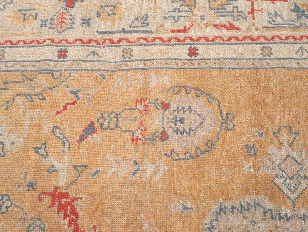 Antique Turkish Oushak Room Size Carpet, No.21915 - Staging