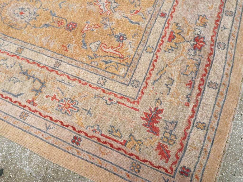 Antique Turkish Oushak Room Size Carpet, No.21915 - Staging