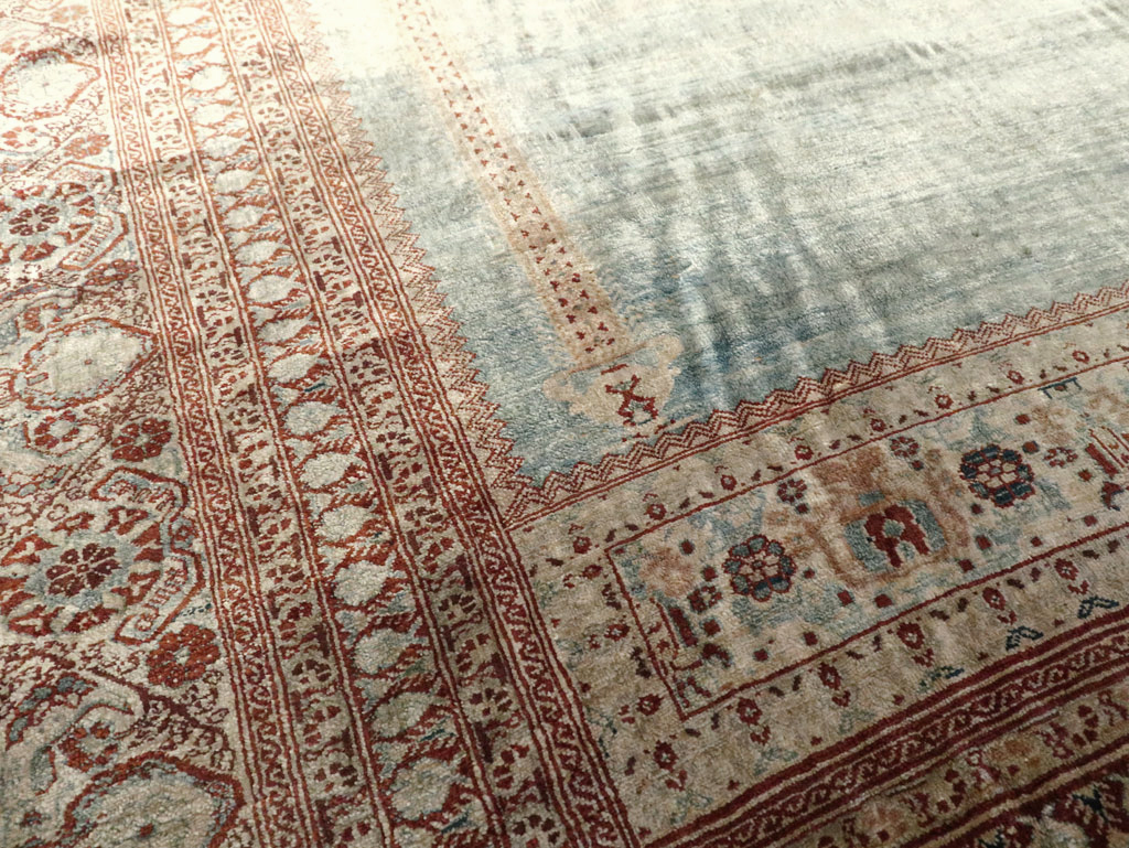 Antique Persian Silk Tabriz Rug, No.21957 - Staging
