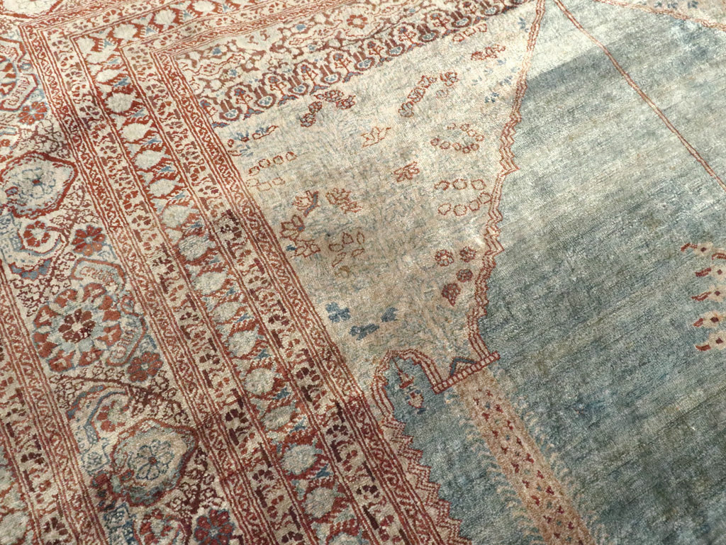 Antique Persian Silk Tabriz Rug, No.21957 - Staging