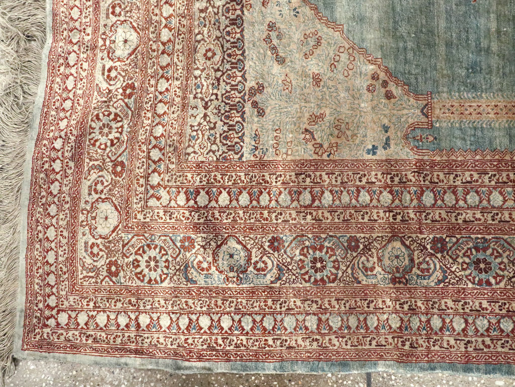 Antique Persian Silk Tabriz Rug, No.21957 - Staging