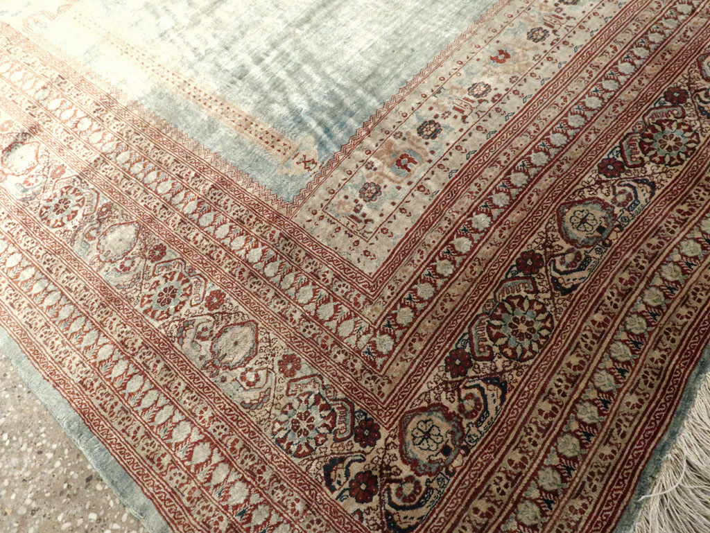 Antique Persian Silk Tabriz Rug, No.21957 - Staging