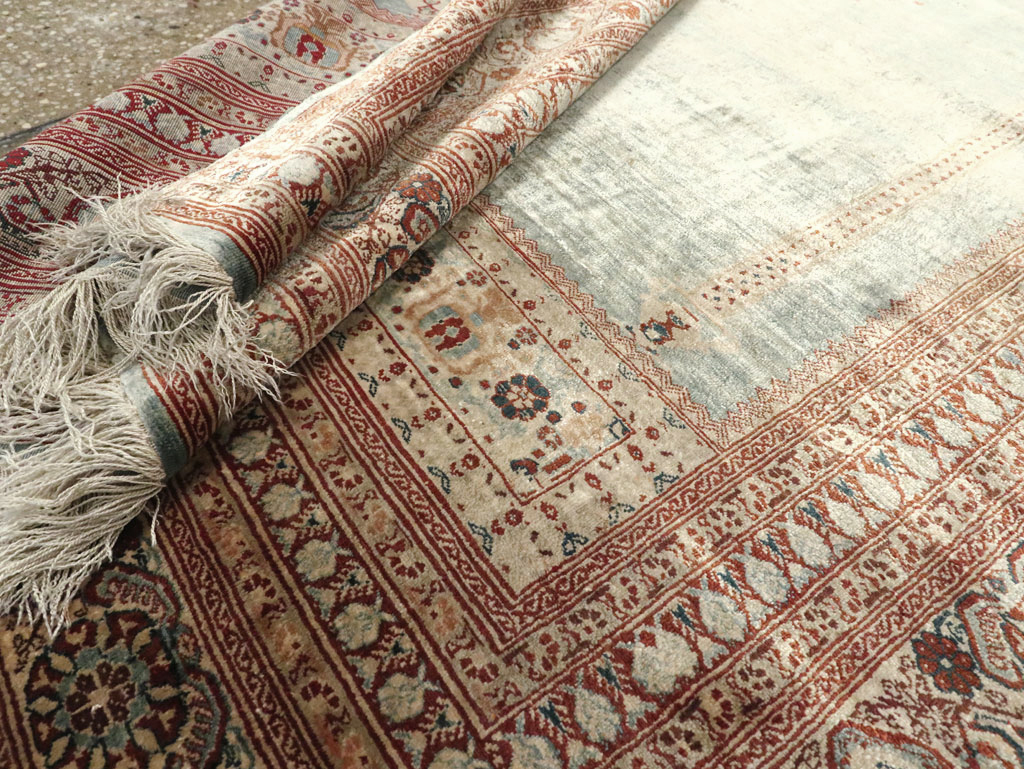 Antique Persian Silk Tabriz Rug, No.21957 - Staging
