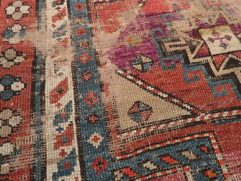 Antique Caucasian Kazak Distressed Rug, No.21963 - Staging