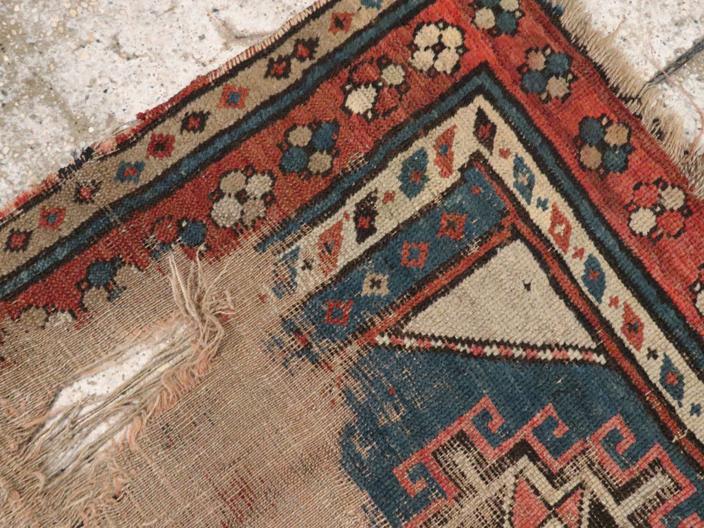 Antique Caucasian Kazak Distressed Rug, No.21963 - Staging
