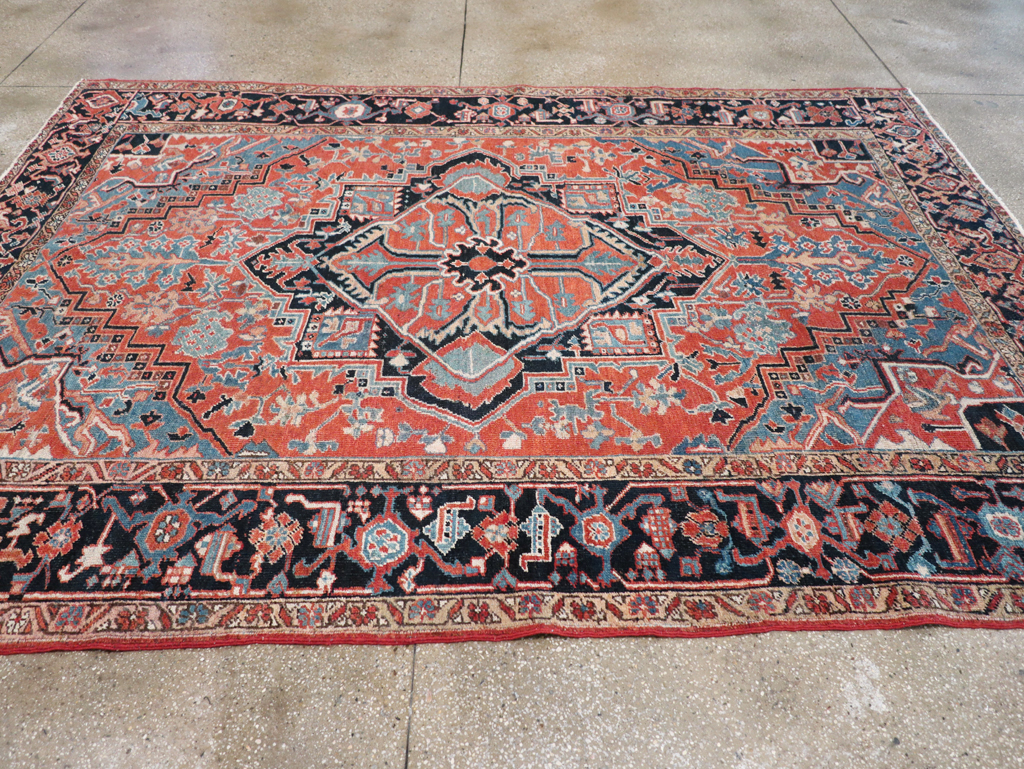 Antique Persian Heriz Carpet, No.22062 - Staging