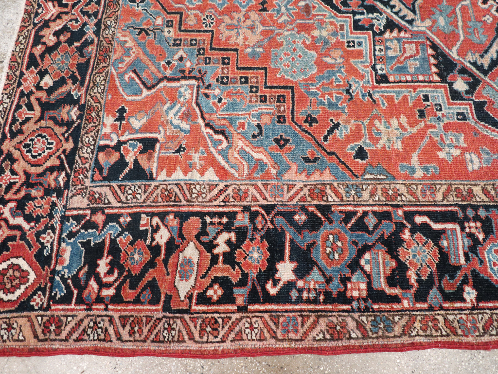 Antique Persian Heriz Carpet, No.22062 - Staging