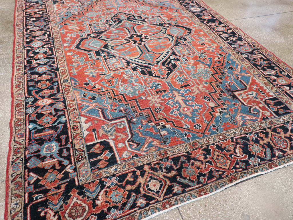 Antique Persian Heriz Carpet, No.22062 - Staging
