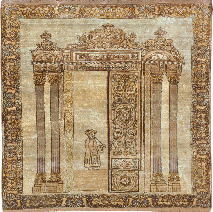 Antique Turkish Kayseri Pictorial Rug, No.22074 - Staging