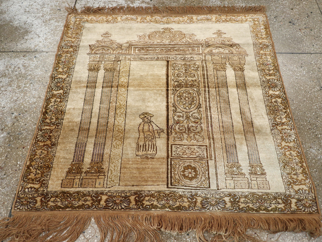 Antique Turkish Kayseri Pictorial Rug, No.22074 - Staging