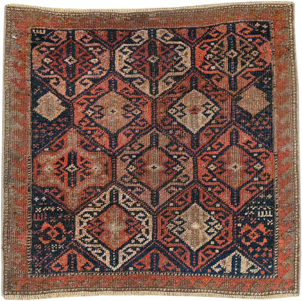 Antique Persian Baluch Throw Rug, No.22078 - Staging