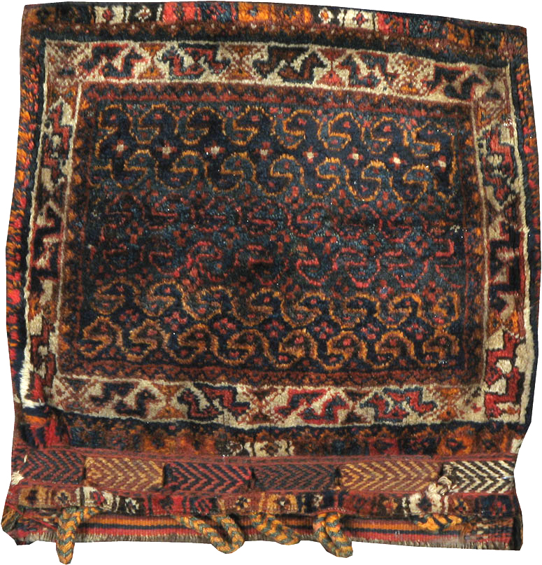 Antique Persian Kurdish Bag Face Rug, No.22079 - Staging