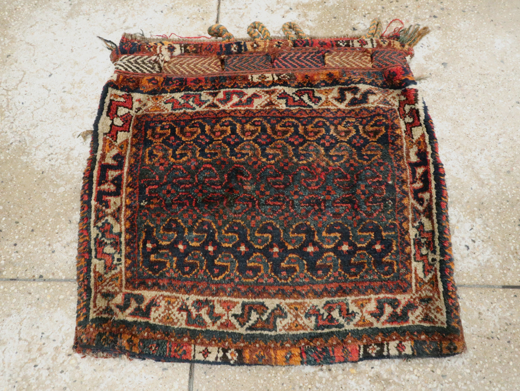 Antique Persian Kurdish Bag Face Rug, No.22079 - Staging