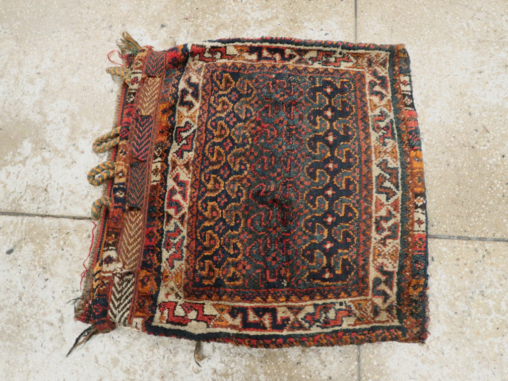 Antique Persian Kurdish Bag Face Rug, No.22079 - Staging