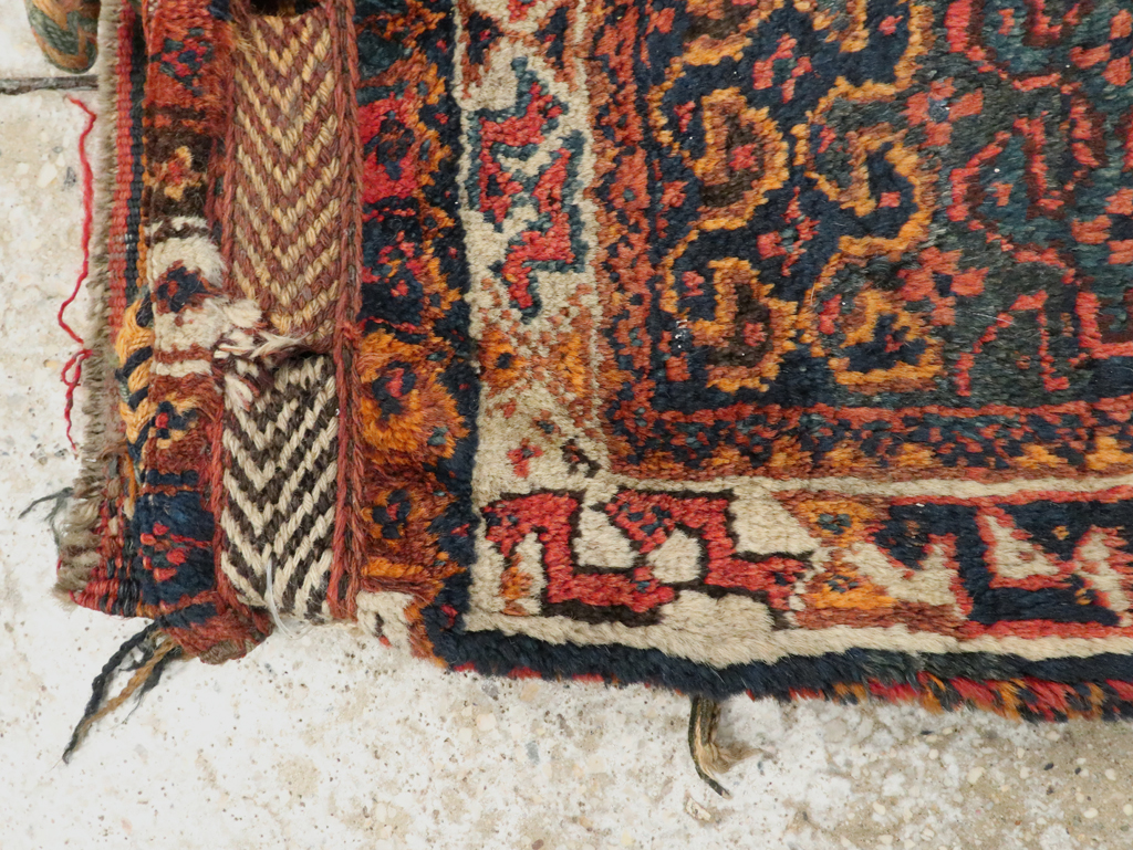 Antique Persian Kurdish Bag Face Rug, No.22079 - Staging