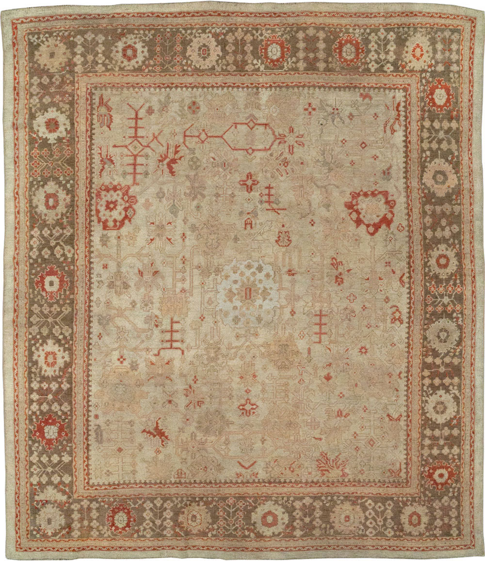 Antique Turkish Oushak Room Size Carpet, No.22086 - Staging