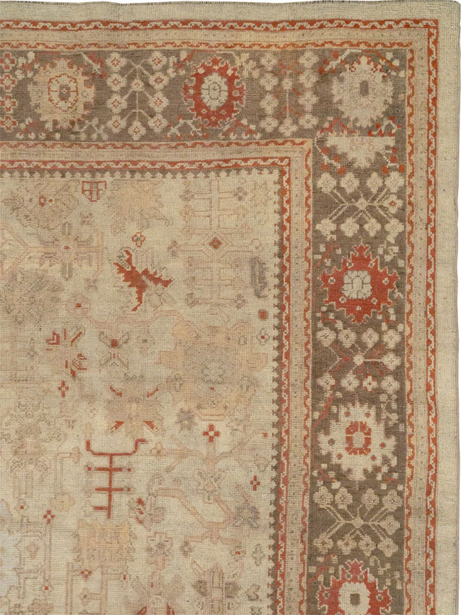 Antique Turkish Oushak Room Size Carpet, No.22086 - Staging