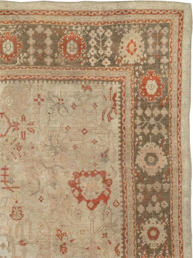 Antique Turkish Oushak Room Size Carpet, No.22086 - Staging