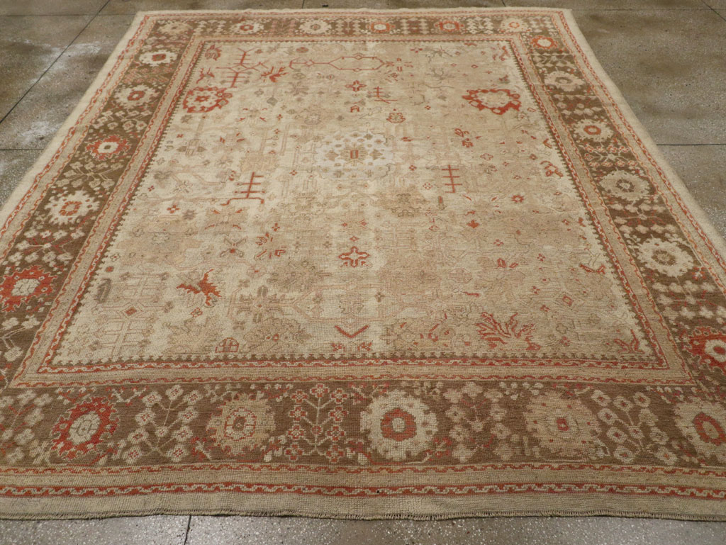 Antique Turkish Oushak Room Size Carpet, No.22086 - Staging