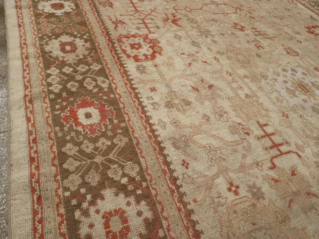 Antique Turkish Oushak Room Size Carpet, No.22086 - Staging