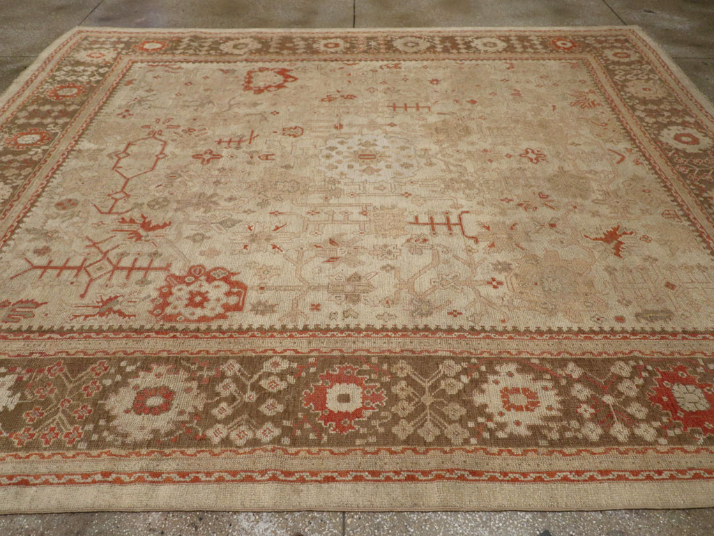 Antique Turkish Oushak Room Size Carpet, No.22086 - Staging
