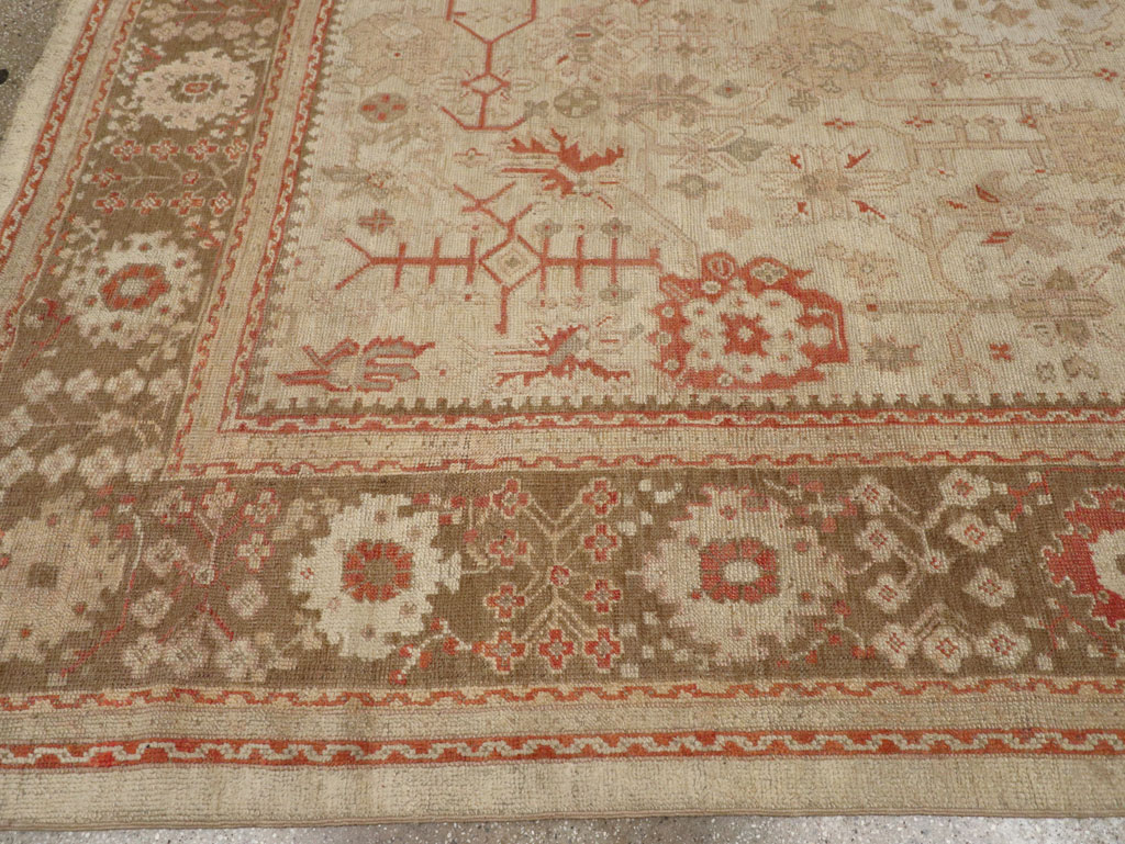 Antique Turkish Oushak Room Size Carpet, No.22086 - Staging