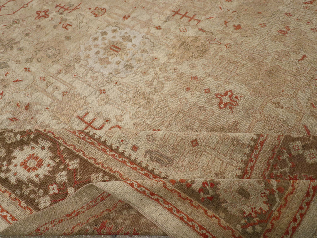 Antique Turkish Oushak Room Size Carpet, No.22086 - Staging